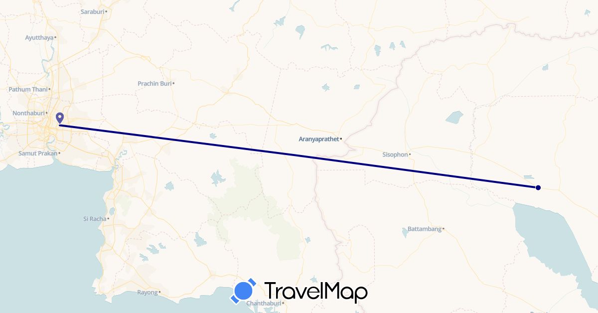 TravelMap itinerary: driving in Cambodia, Thailand (Asia)