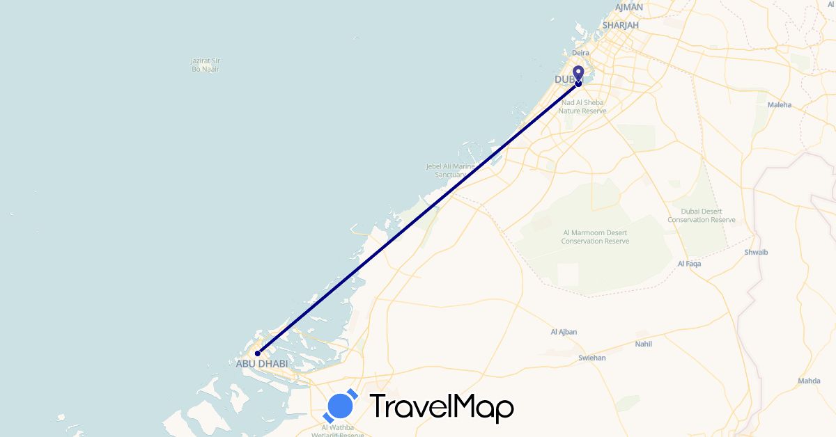 TravelMap itinerary: driving in United Arab Emirates (Asia)