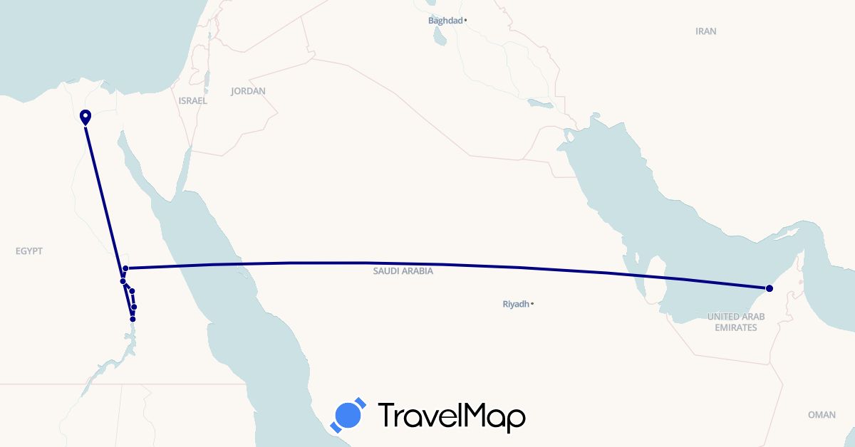 TravelMap itinerary: driving in United Arab Emirates, Egypt (Africa, Asia)