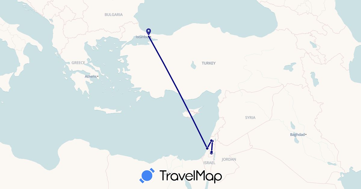 TravelMap itinerary: driving in Israel, Turkey (Asia)